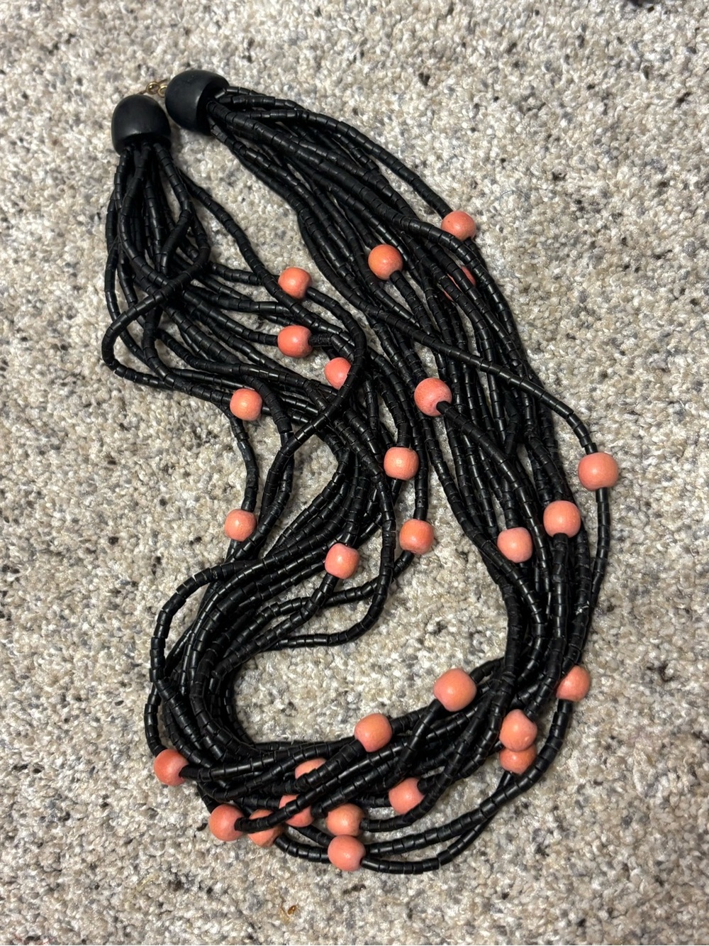 💎 Multi-Strand Vintage Black Bead Necklace